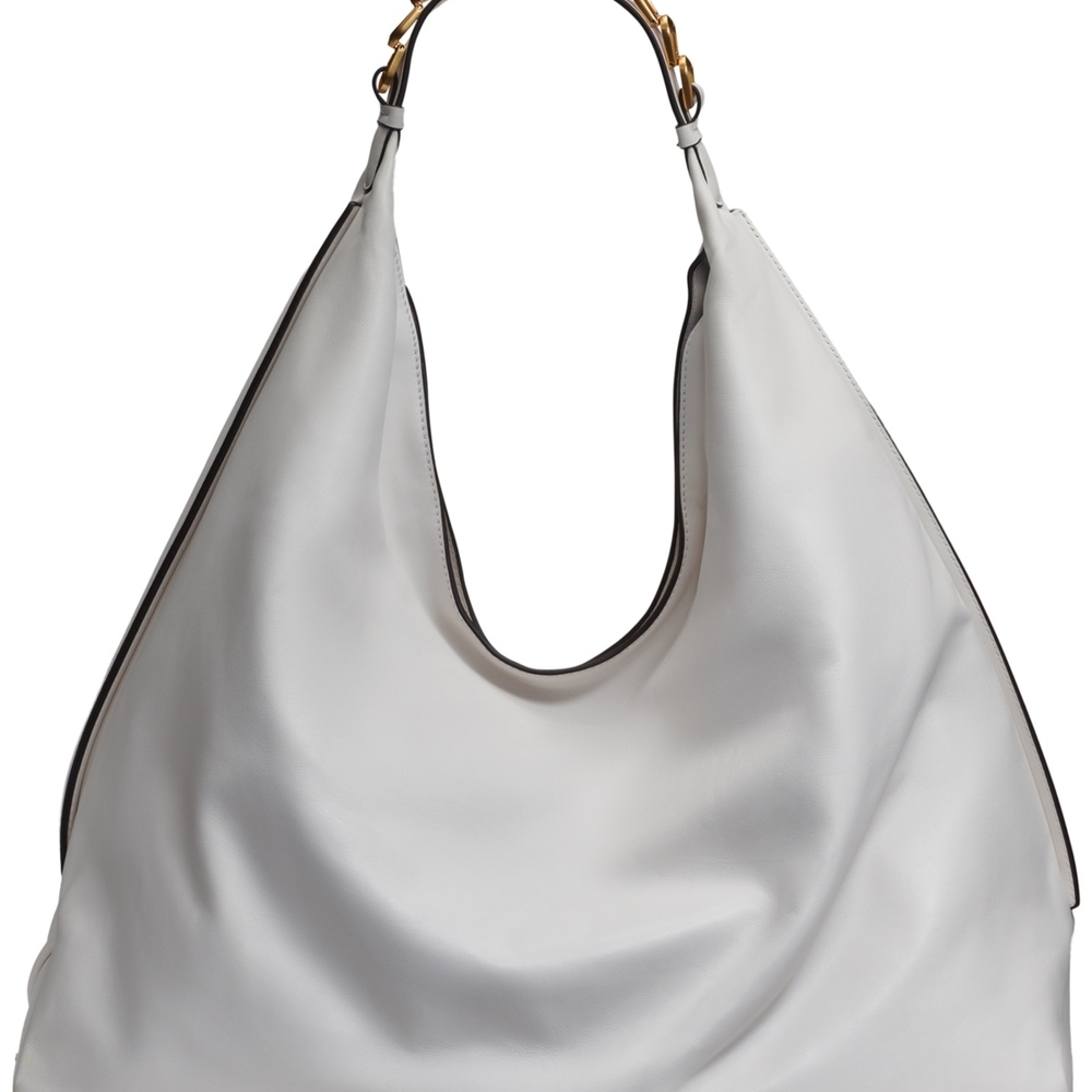 Donna Karan Bellmore Extra Large Hobo with Bezel Strap - Brilliant White